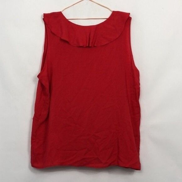 Chic Soul French Grey Red Faux Ruffle Wrap Sleeveless Top New Condition 2X - Picture 4 of 4